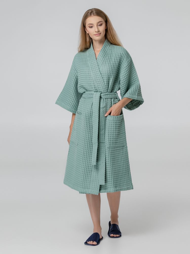 Халат вафельный женский Boho Kimono, зеленая мята-5