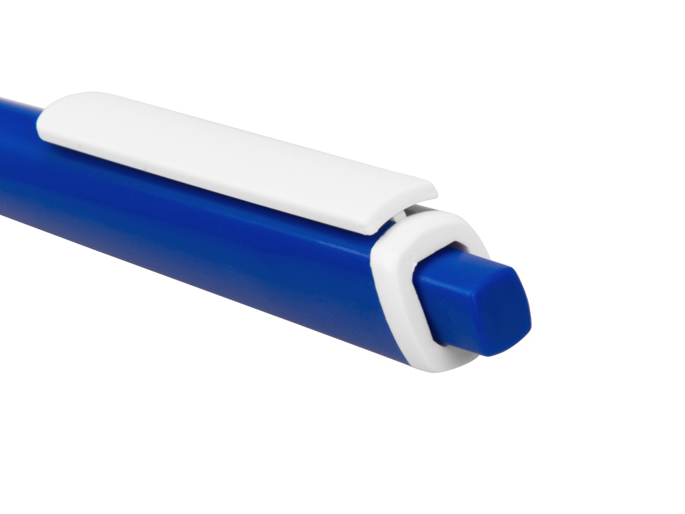 Ручка пластиковая трехгранная шариковая Lateen, синий/белый-1