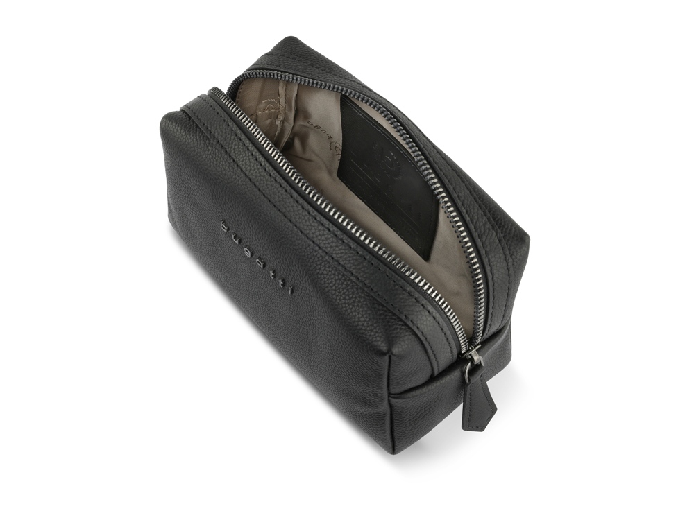 Косметичка BUGATTI БЕЛЛА | BELLA, чёрная, воловья кожа/полиэстер, 19х8,5х11 см-4