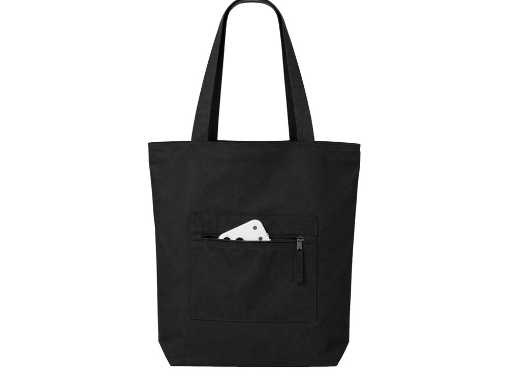 Сумка на молнии Zipper  Neo из хлопка 280 г c карманом на молнии спереди, черный-6