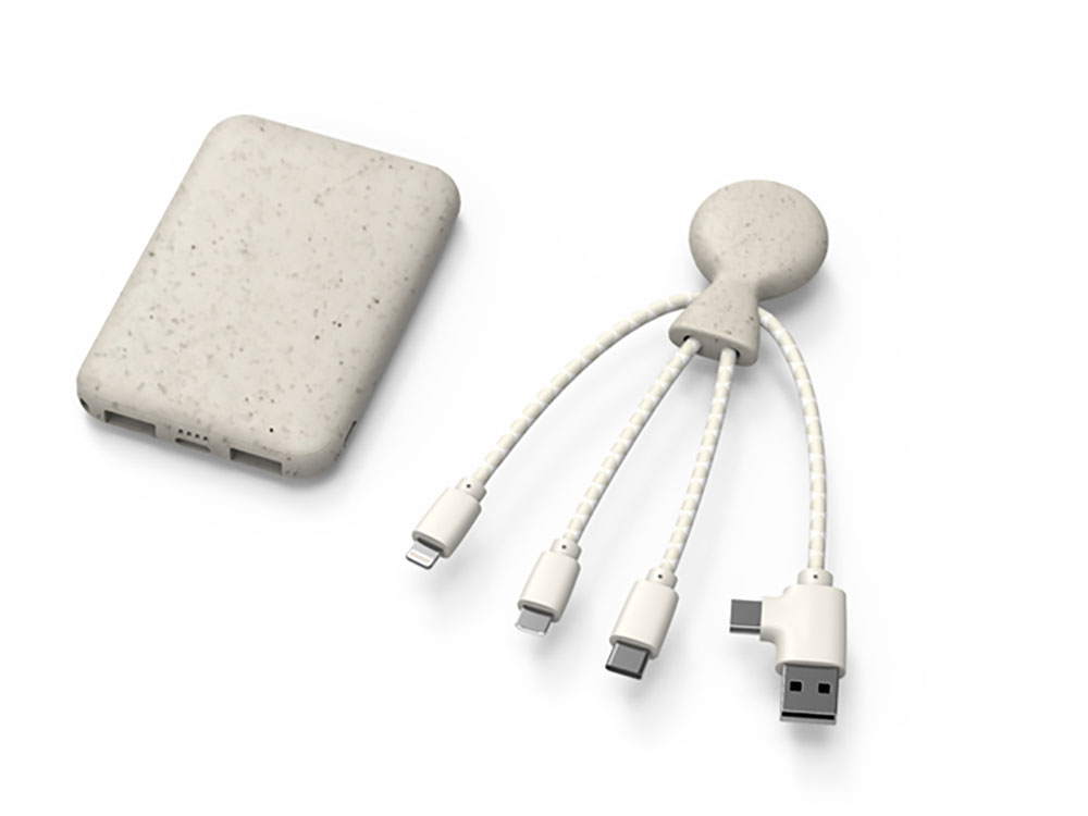 Портативное зарядное устройство BioPack c кабелем Mr. Bio, 5000 mAh, белый-1
