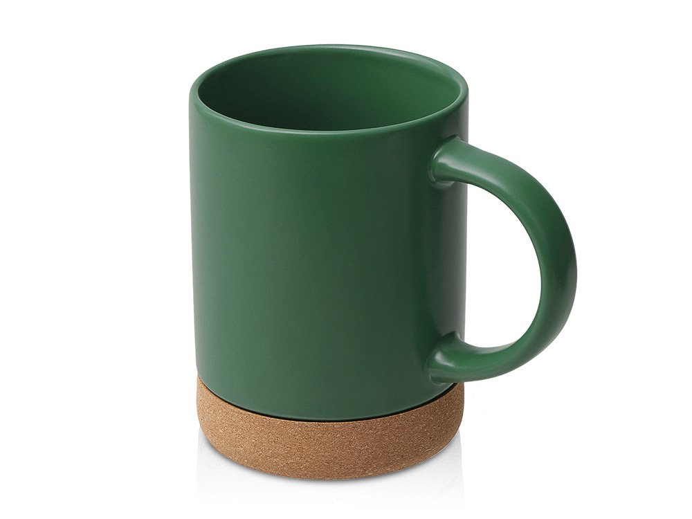Кружка 450 мл с пробковым дном с крышкой Корк & Бон, глубокий зеленый-4