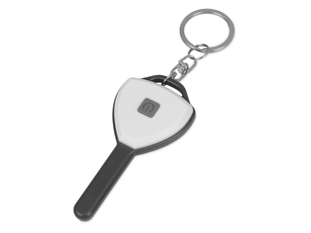 Брелок-фонарик COB Switch, белый/серый-0