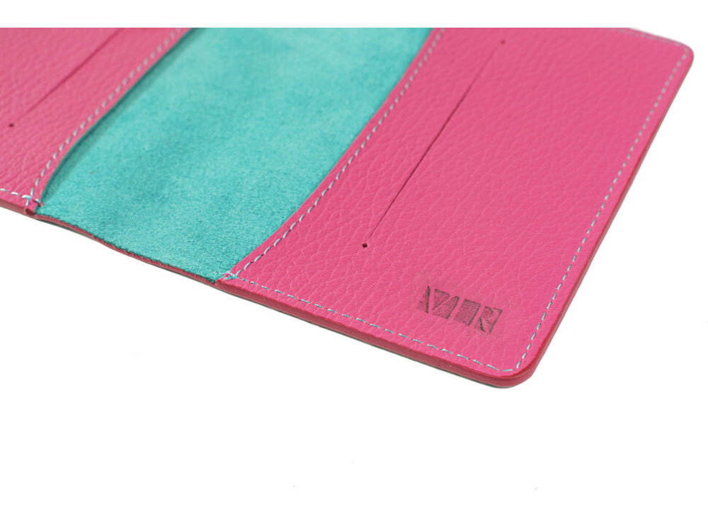 Обложка для паспорта Valerie Concept PSC9, бирюзовый/фуксия-3