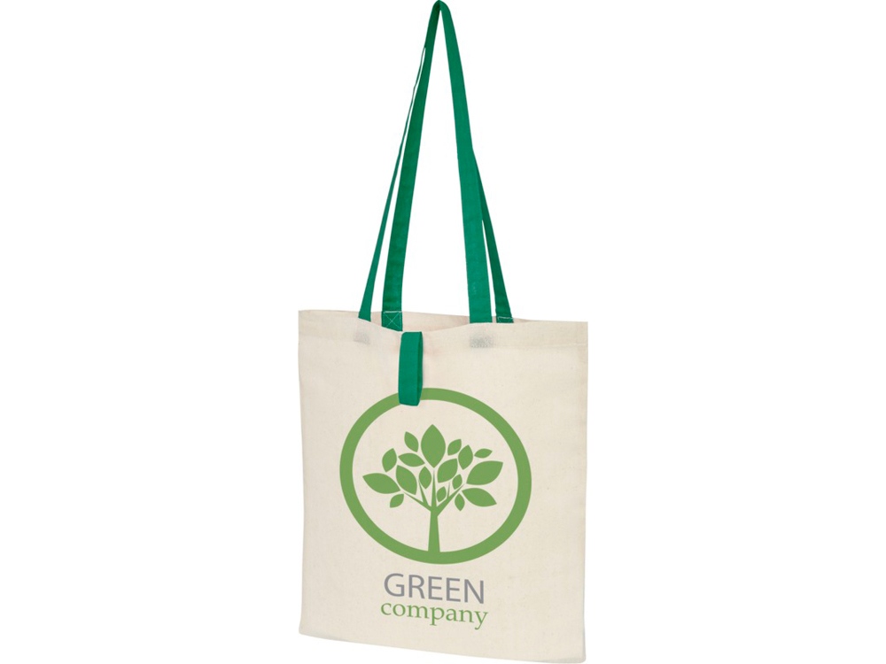 Складная эко-сумка Nevada из хлопка плотностью 100 г/м2, зеленый-5