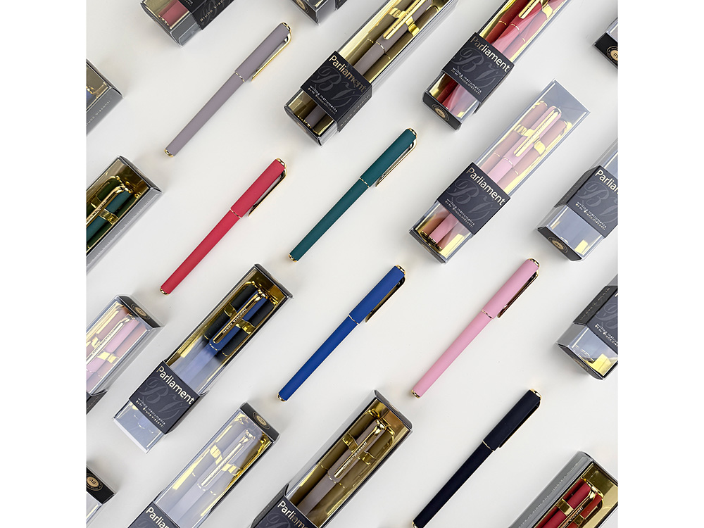 Ручка пластиковая шариковая Parliament, 0,7 мм, синие чернила, серый/золотистый-8