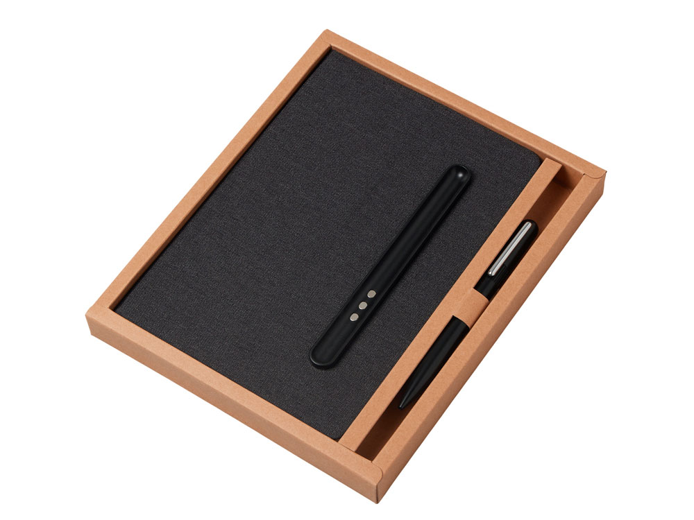 Набор блокнот А5 с магнитным держателем для ручки и подставкой для телефона и металлической шариковой ручкой NotaBene, черный-10