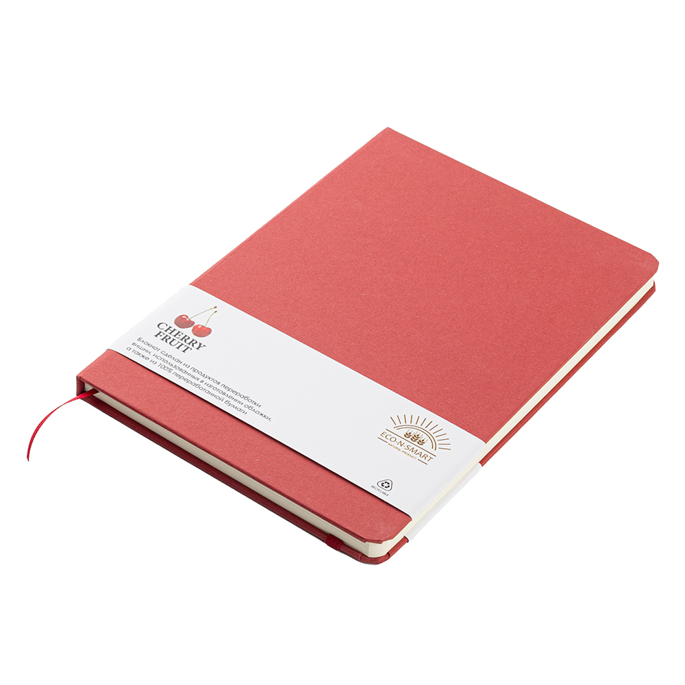 Блокнот из растительного сырья Tutti Frutti в твёрдом переплёте, Вишнёвый-0