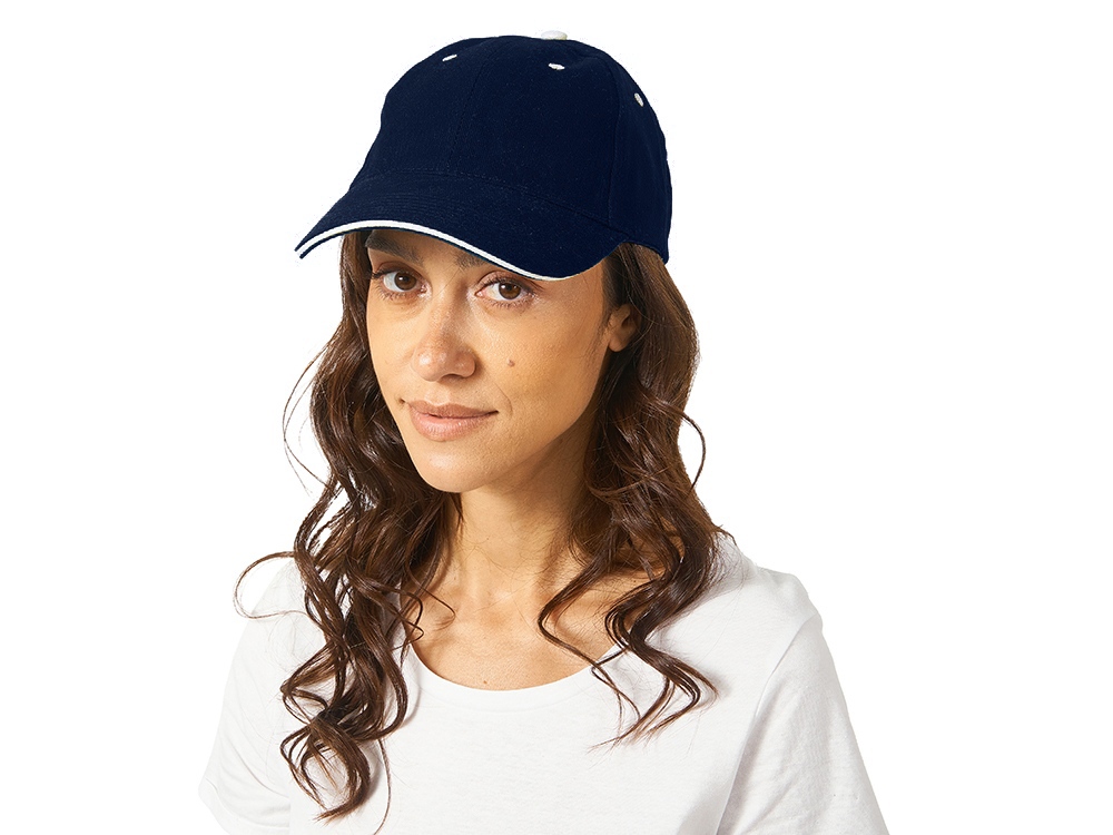 Бейсболка New Castle 6-ти панельная, темно-синий/натуральный-2