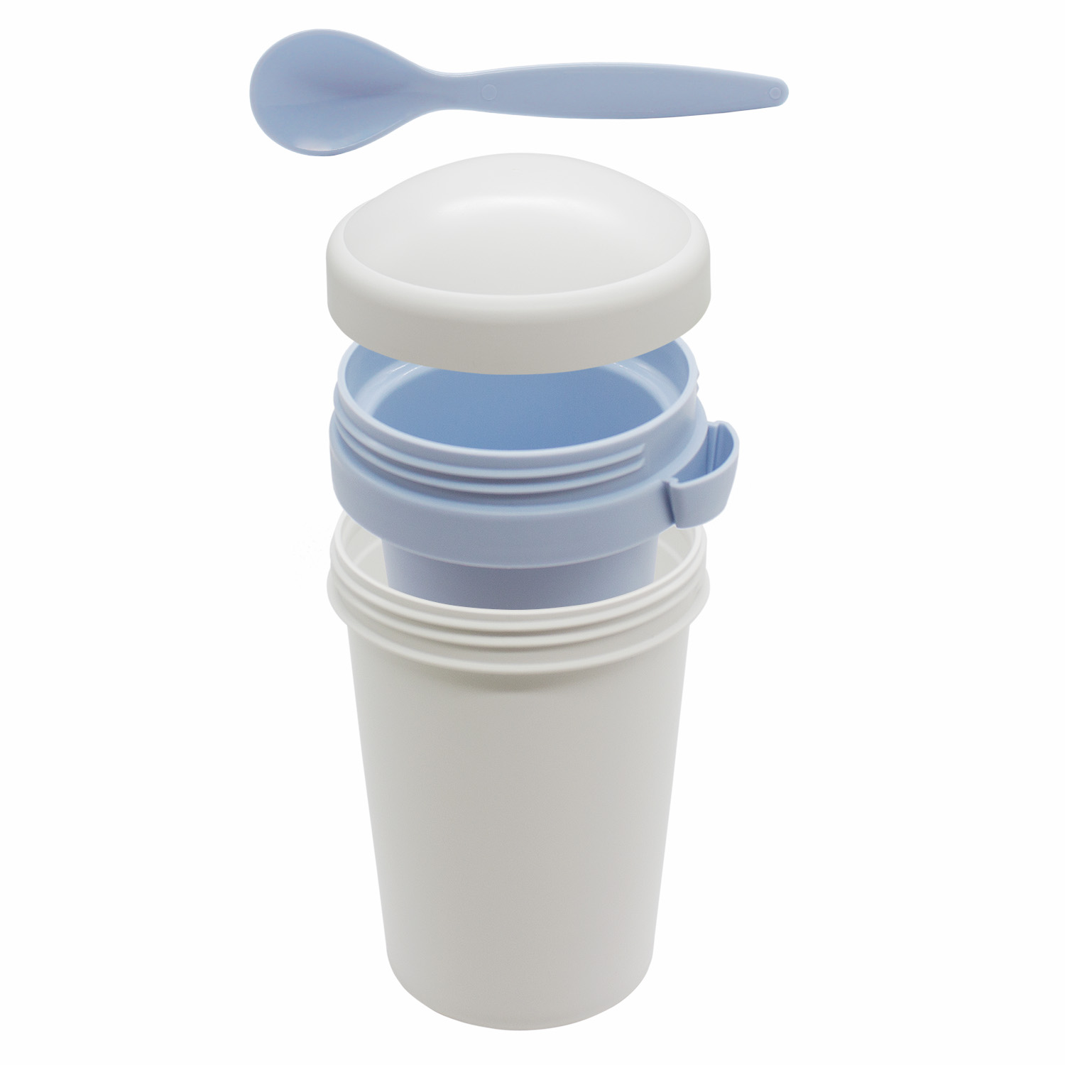 Ланч-бокс Cereal to go Green Line с ложкой (голубой)-1