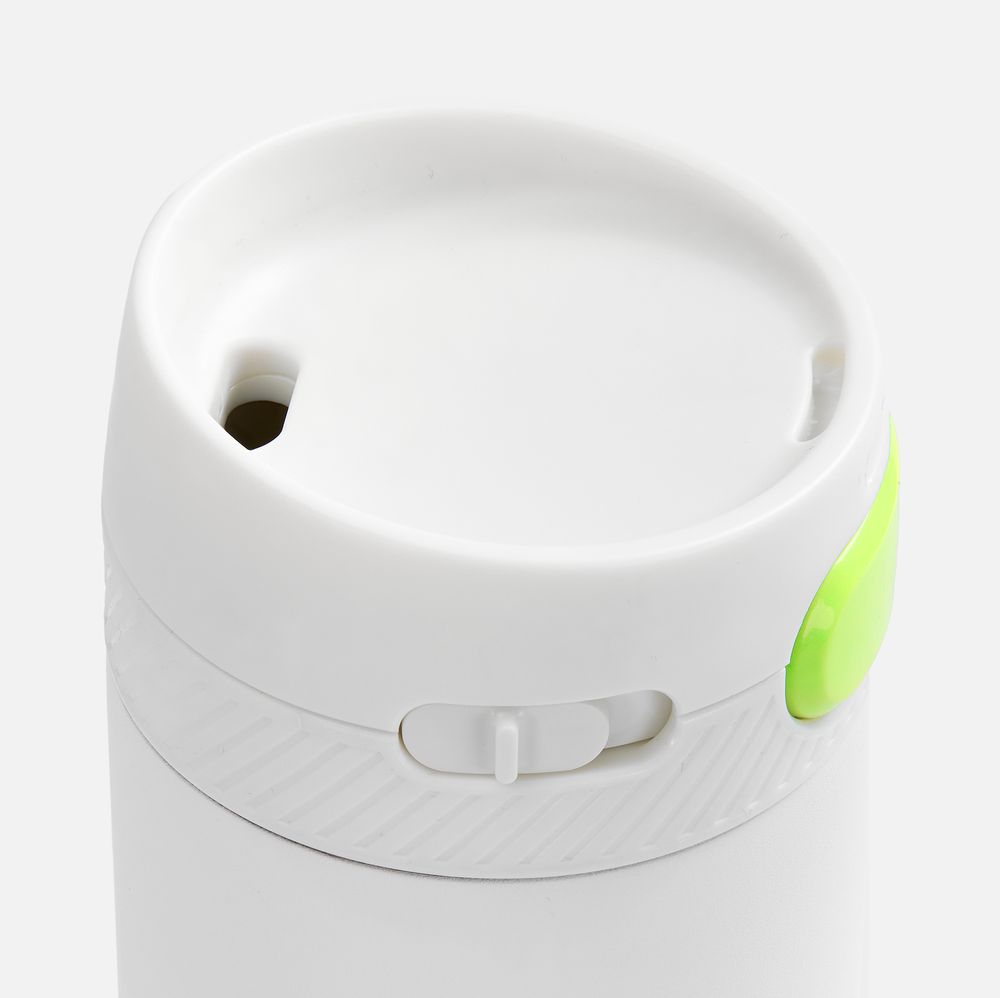 Термостакан X1 с цветной кнопкой, белый с желтым-2