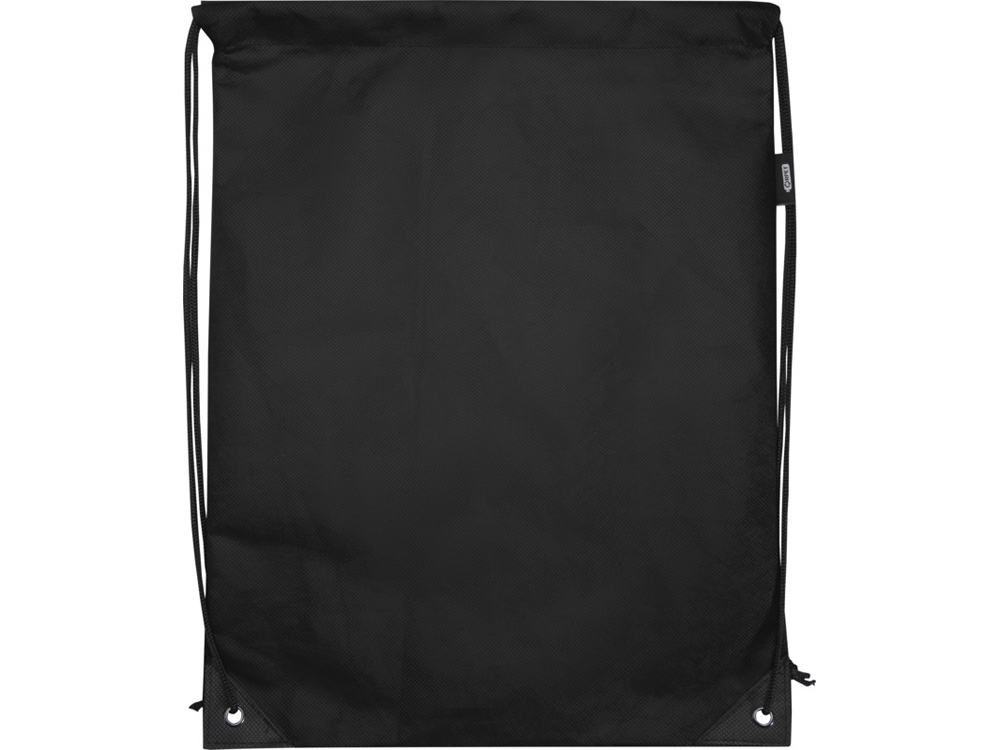 Рюкзак-мешок  на шнурке Evergreen из переработанного нетканого материала, сплошной черный-1