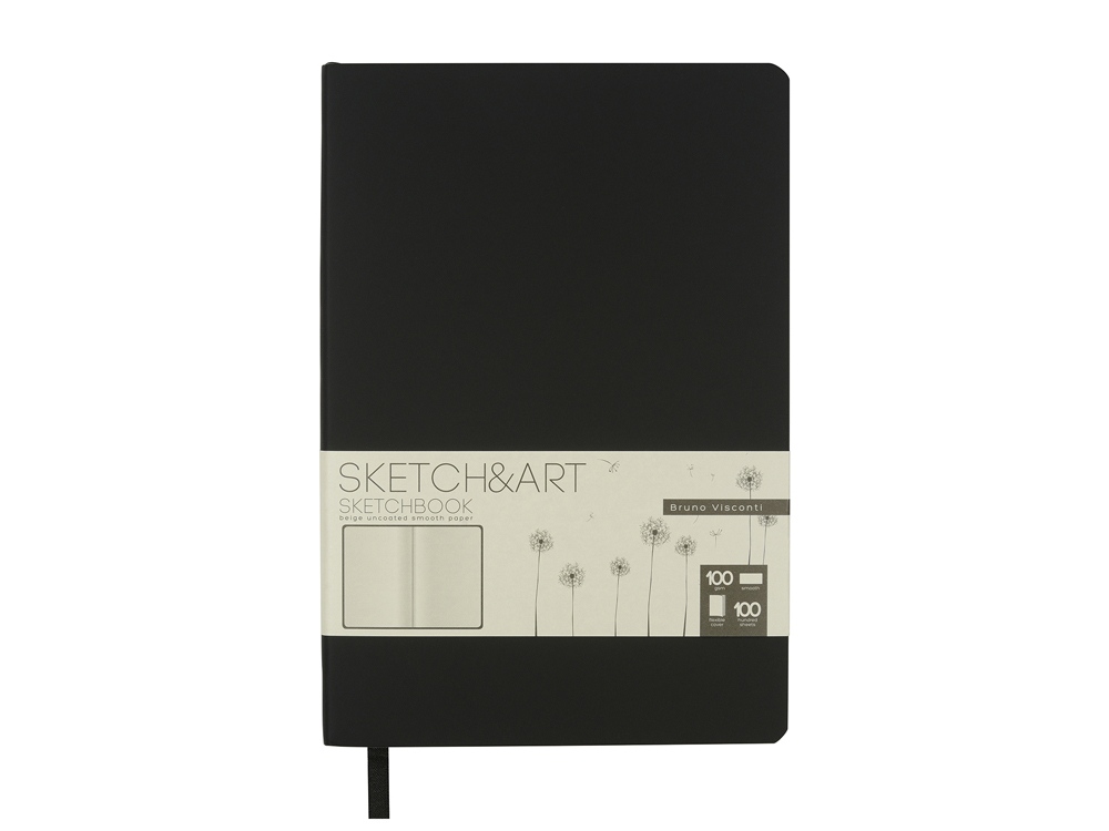 Скетчбук Sketch & Art в мягком переплете 140х210 мм, 100 л. бежевой бумаги 100 гр., черный-1