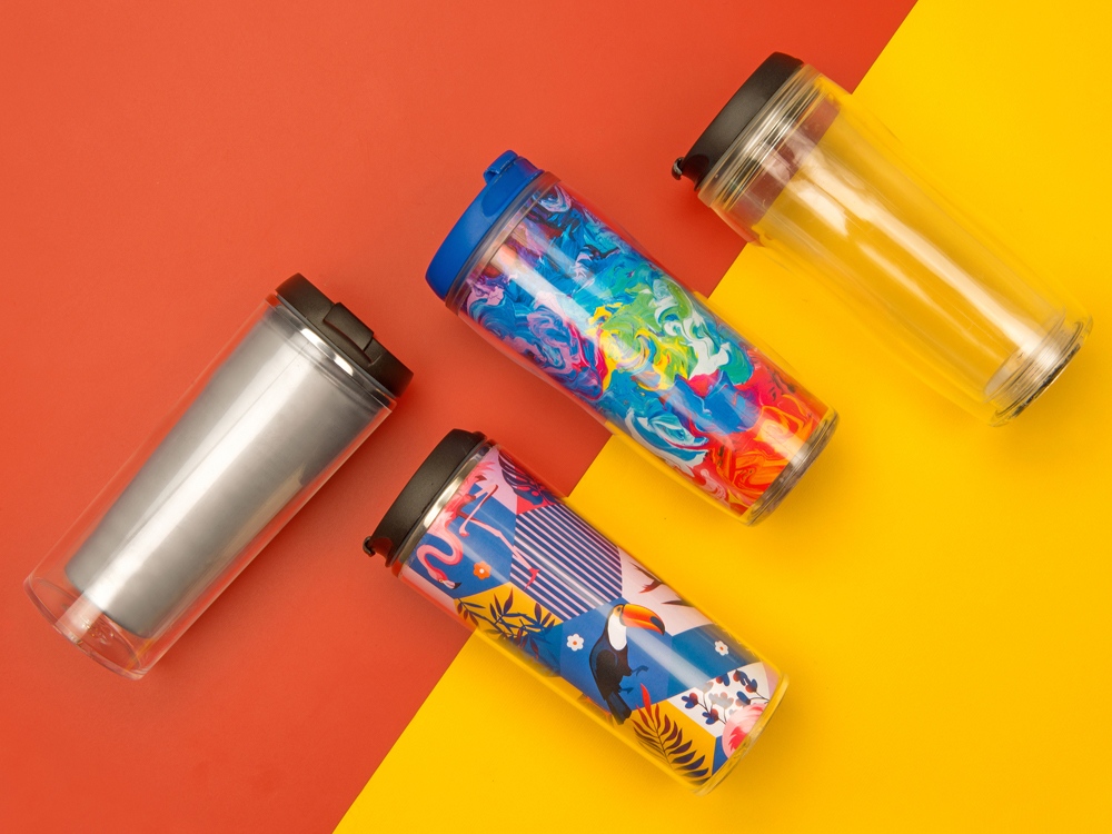 Термокружка Mony 400мл, под цифровую печать, прозрачный/зеленый-5