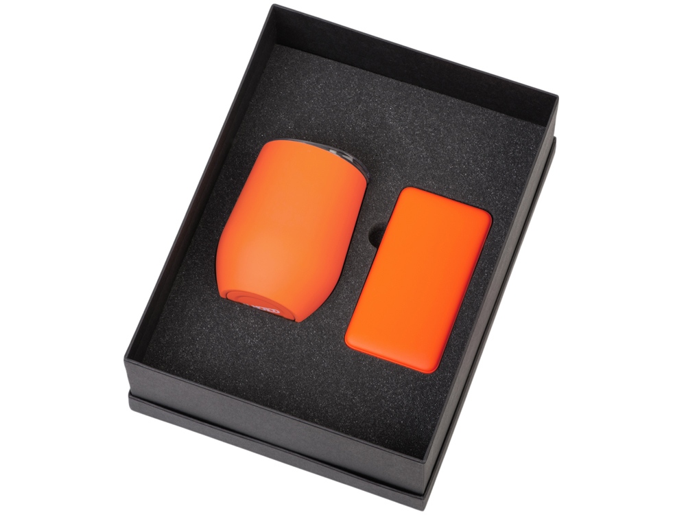 Подарочный набор с термокружкой и повербанком С2, 10000 mAh, оранжевый-1