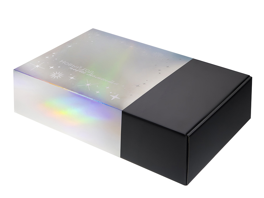 Подарочная коробка с голографическим шубером Aurora, L, вн. размер 260х260х100 мм.-1