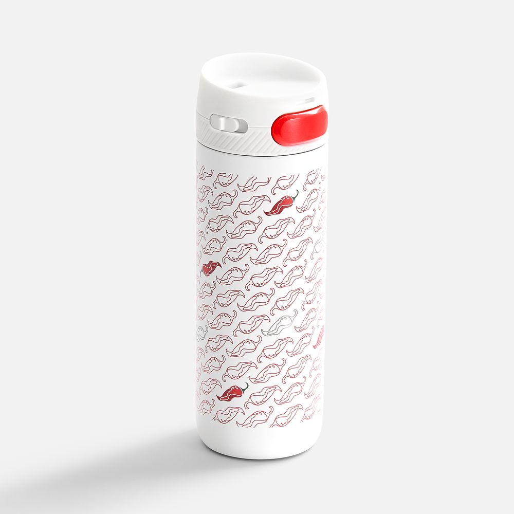 Термостакан X1 с цветной кнопкой, белый с оранжевым-2