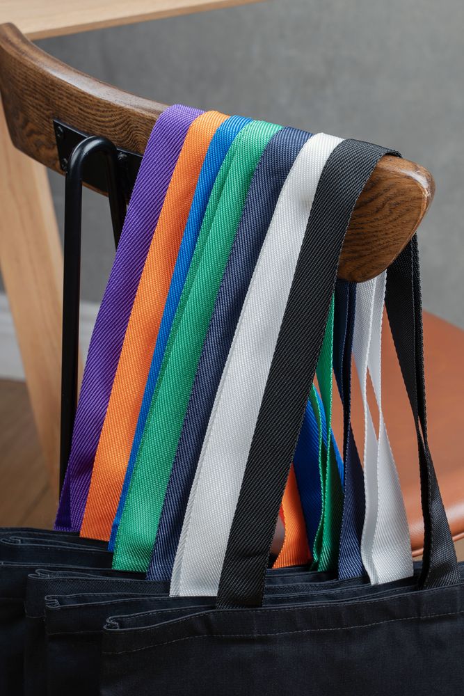 Холщовая сумка BrighTone, черная с ярко-синими ручками-4