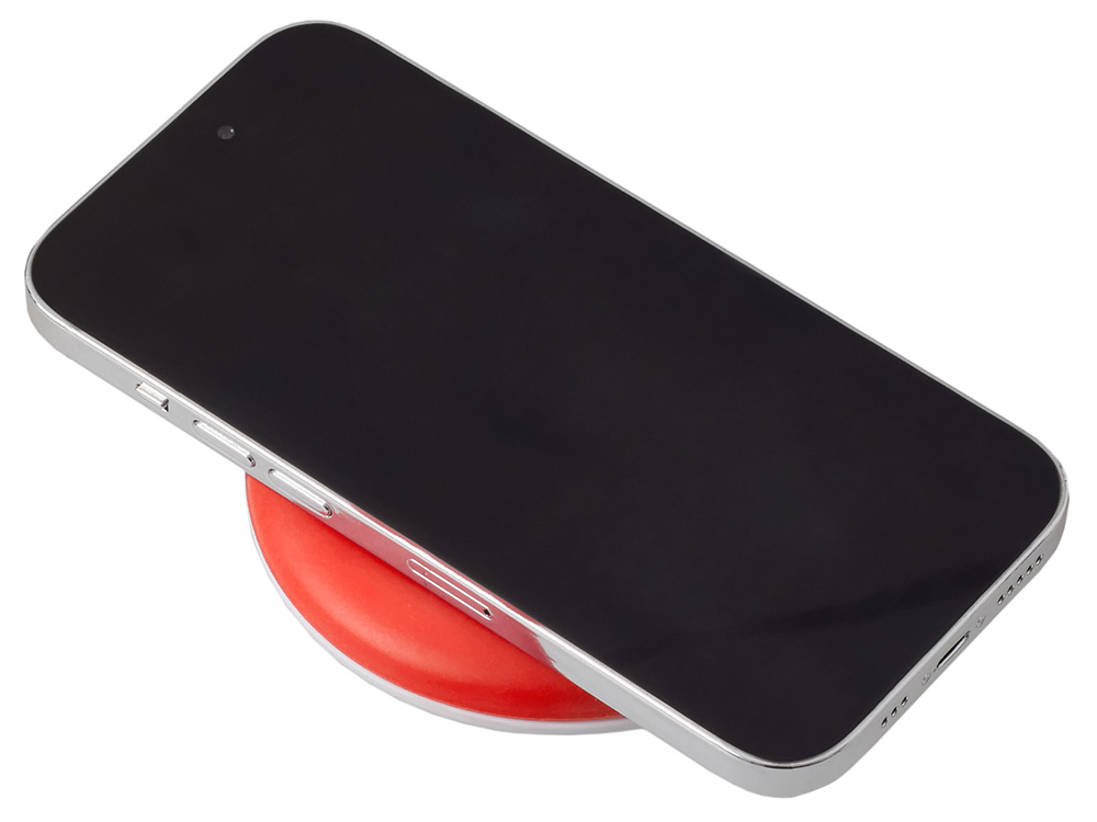 Беспроводное зарядное устройство со встроенным кабелем 2-в-1 Disc, красный-1