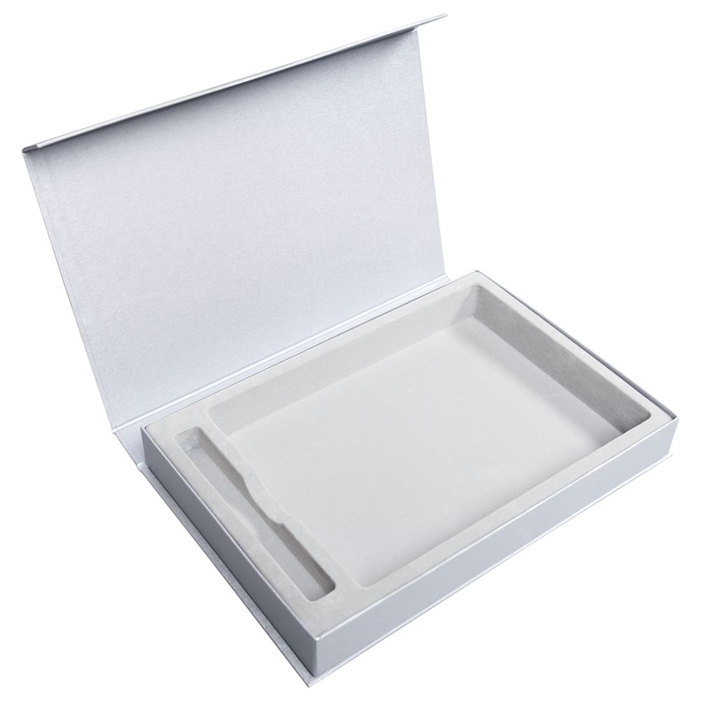 Коробка Silk с ложементом под ежедневник 15х21 см и ручку, ver.2, серая-0
