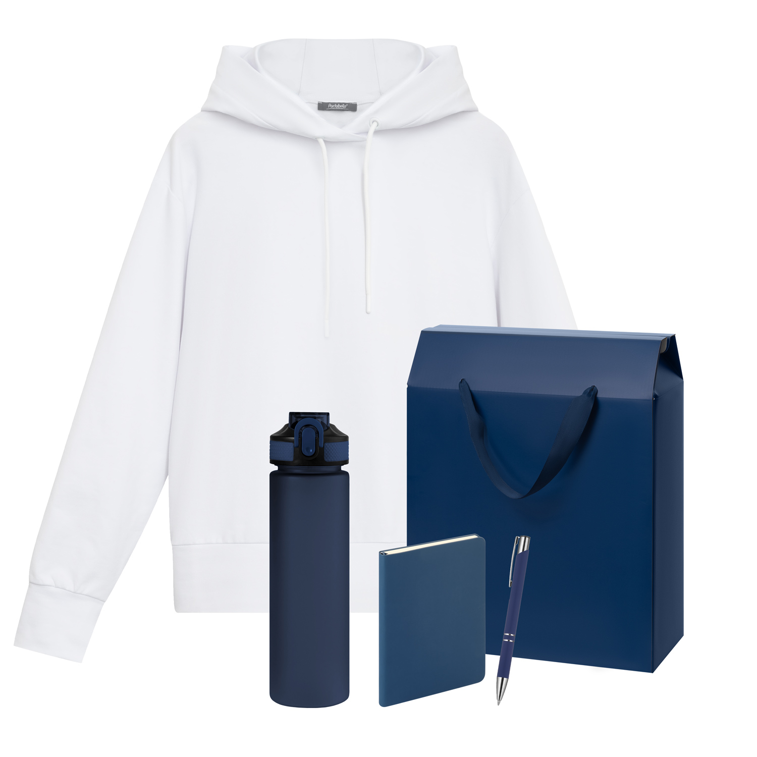 Набор с одеждой ALEX (худи, бутылка, ежедневник, ручка), синий, S-0