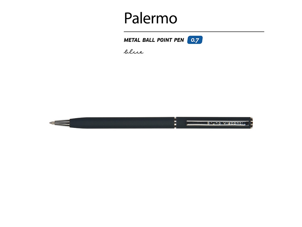 Ручка шариковая автоматическая BrunoVisconti® PALERMO цвет корпуса сине-черный, soft-touch, 0.7 мм-1
