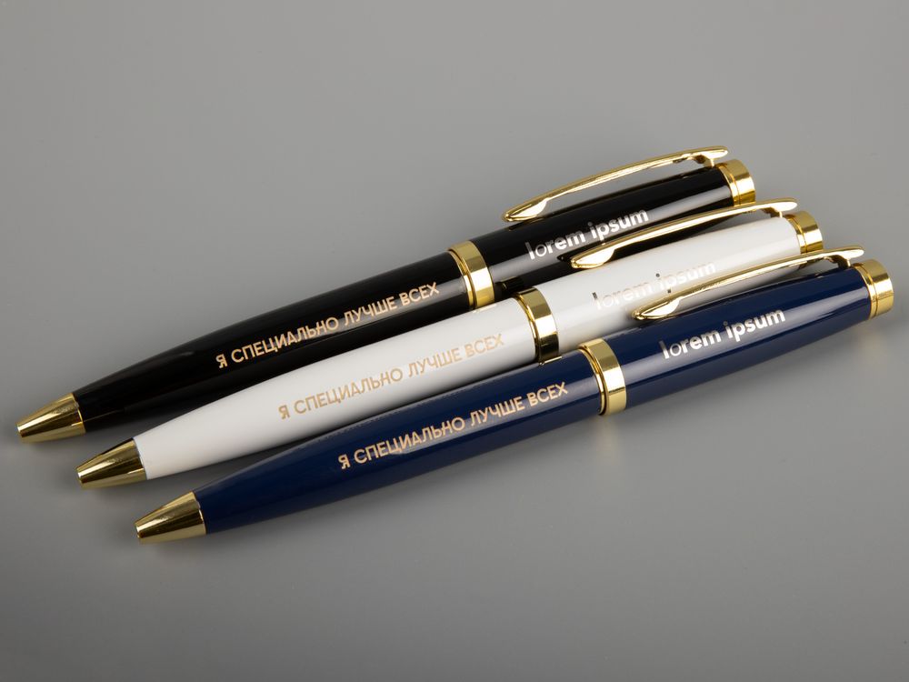 Ручка шариковая Letra Gold, глянцевая, белая-2