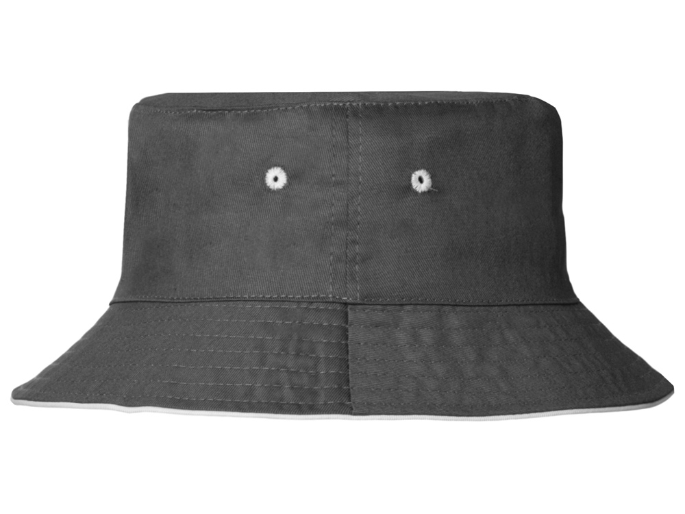 Панама с контрастной окантовкой , темно-серый/белый-5