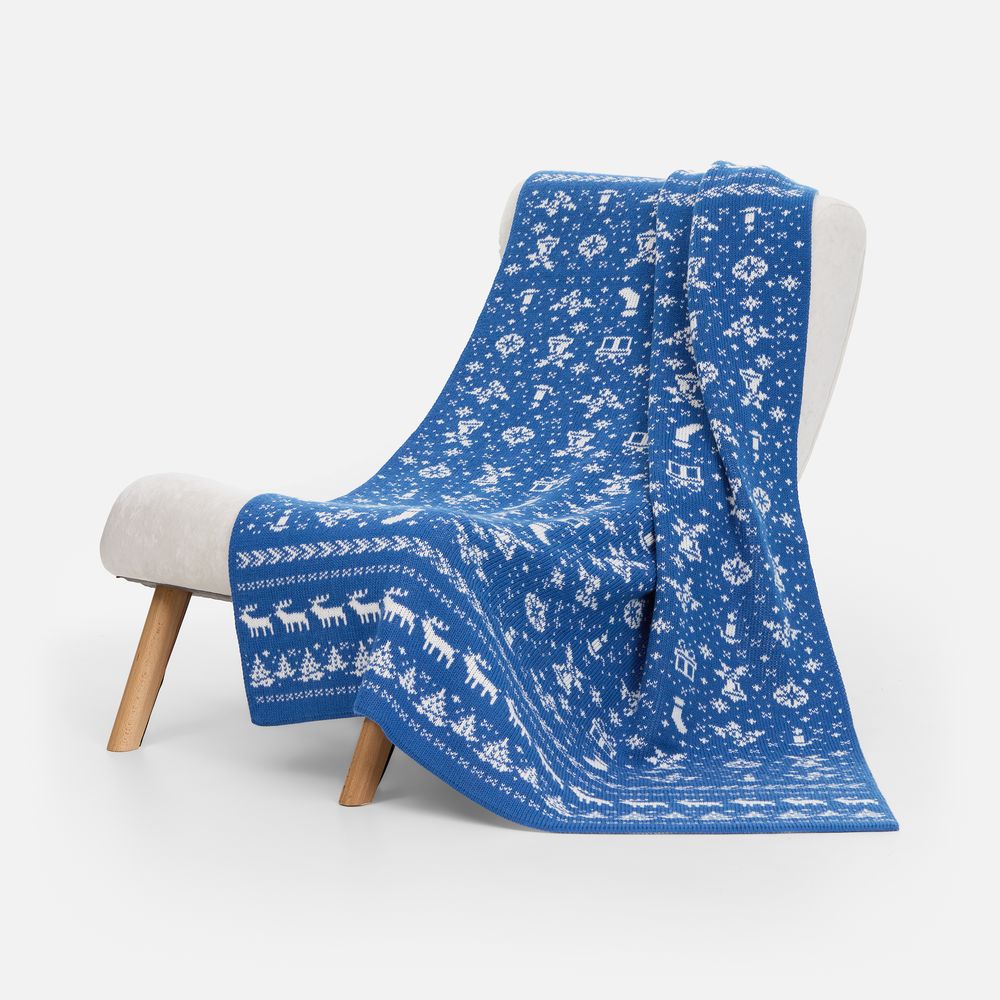 Плед Holidale, синий с молочным-1