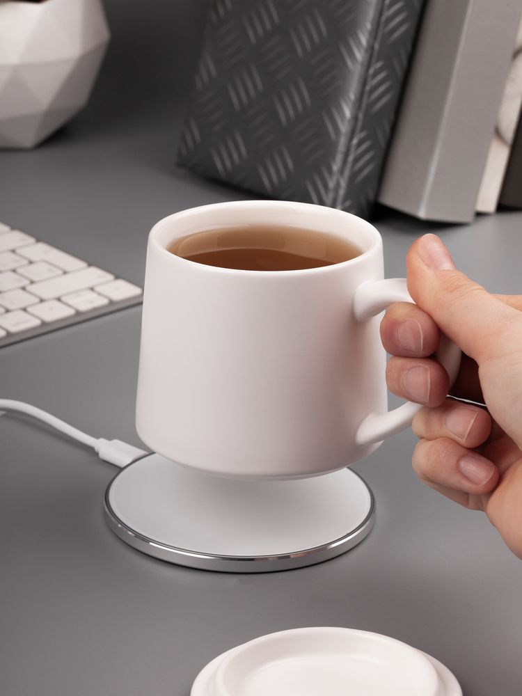 Кружка с подогревом и беспроводной зарядкой dualBase ver. 2.0 Matt, белая-6