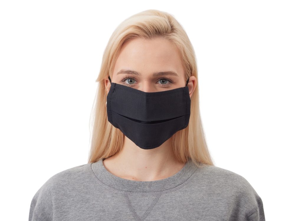 Маска для лица многоразовая из хлопка, черный-3