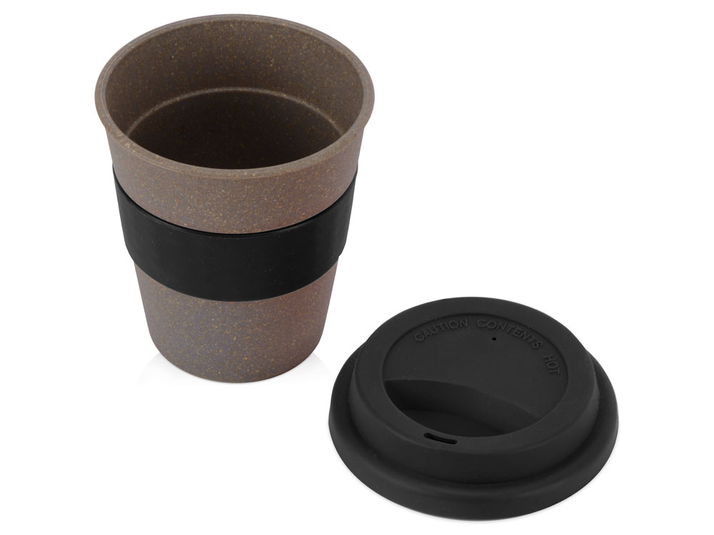 Стакан с силиконовой крышкой Cafe, черный-1