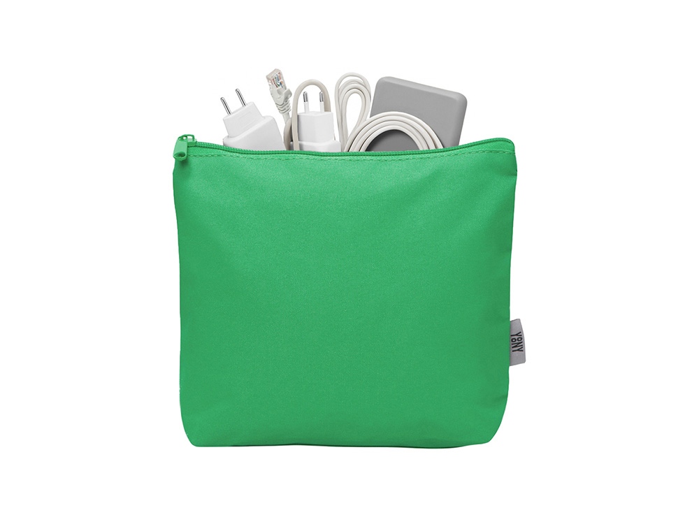 Органайзер для электроники и проводов Amalia из полиэстера 300D с подкладкой, зеленый-0
