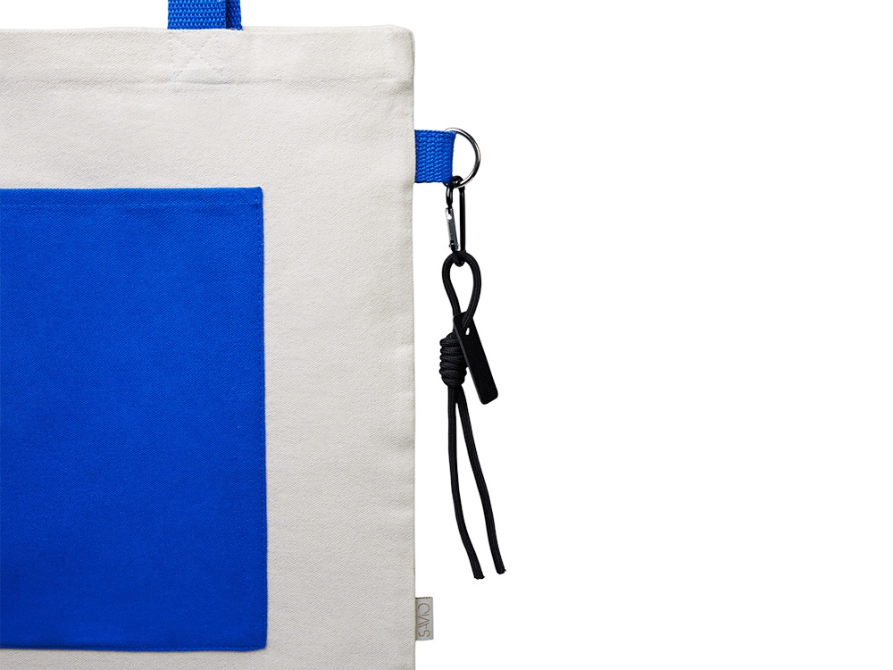 Сумка для покупокTopiс из переработанных материалов с наружным цветным карманом, синий-6