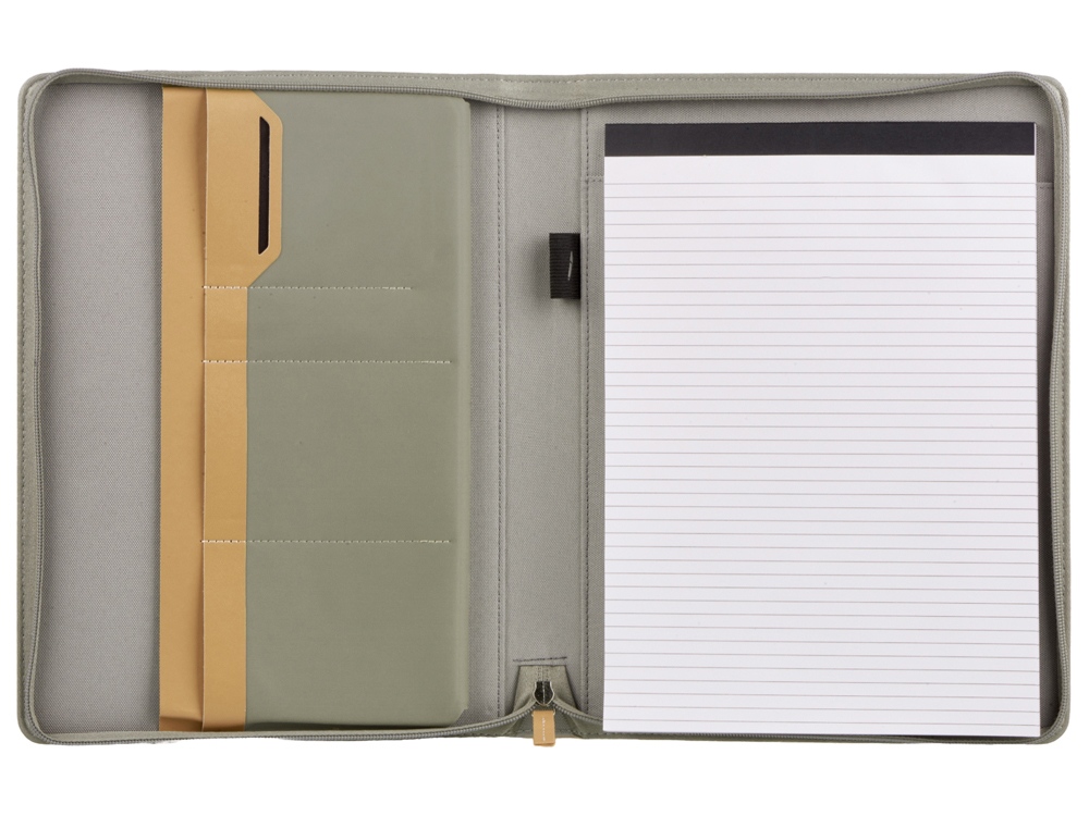 Портфолио А4 из RPET на молнии Harvey, 40 л FSC бумаги, серый-10