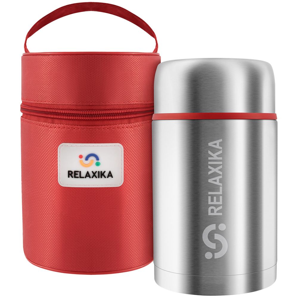 Термос для еды Relaxika 700, в чехле, стальной-1