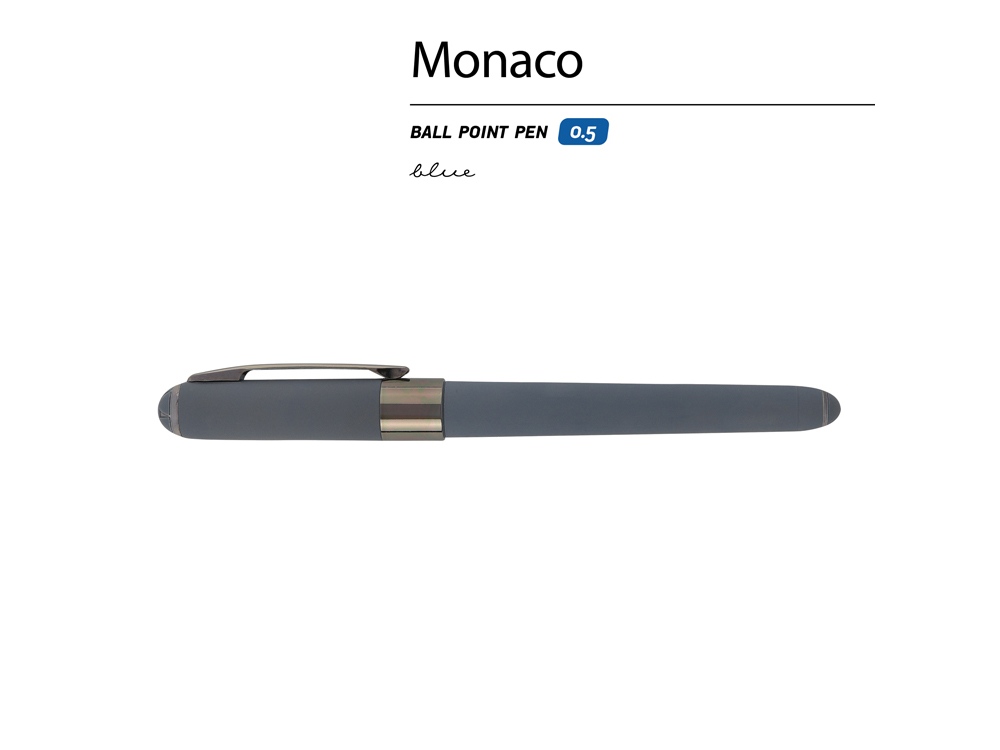 Ручка пластиковая шариковая Monaco, 0,5мм, синие чернила, графит/вороненая сталь-1