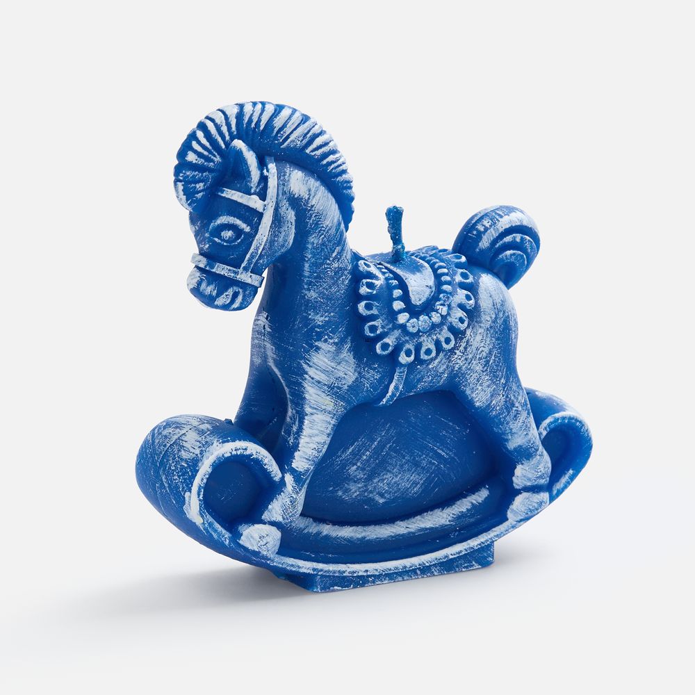 Свеча фигурная «Лошадка-качалка», синяя-0