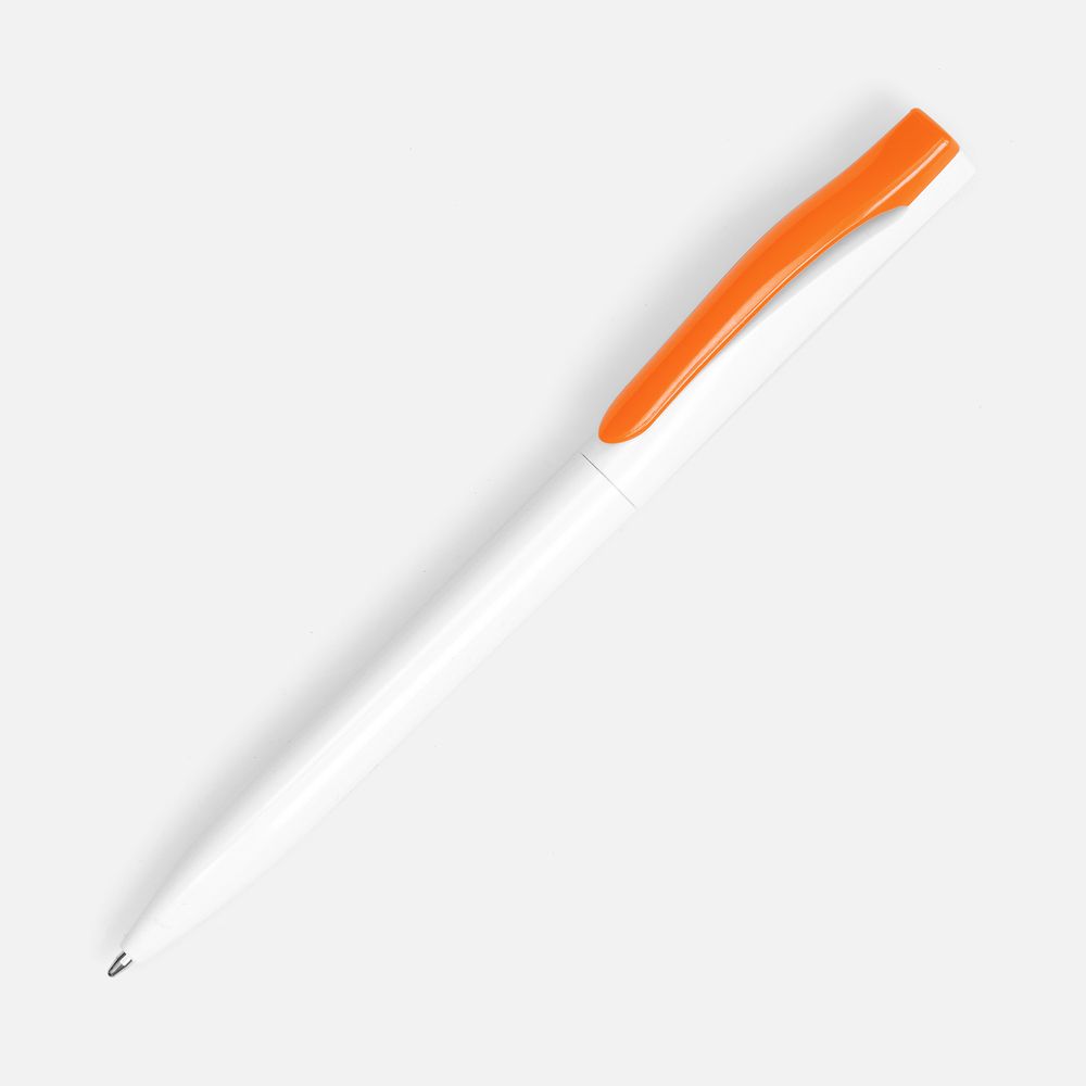Ручка шариковая Pin, белая с оранжевым-0