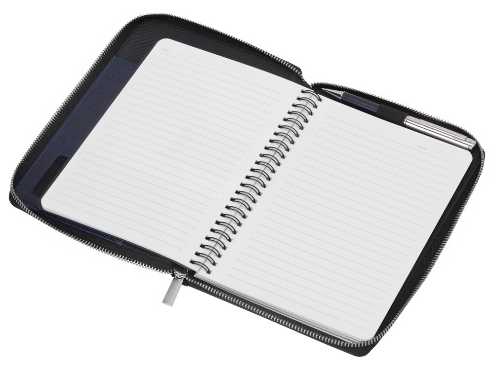 Бизнес-блокнот на молнии А5 Fabrizio с RFID защитой и ручкой, синий-4