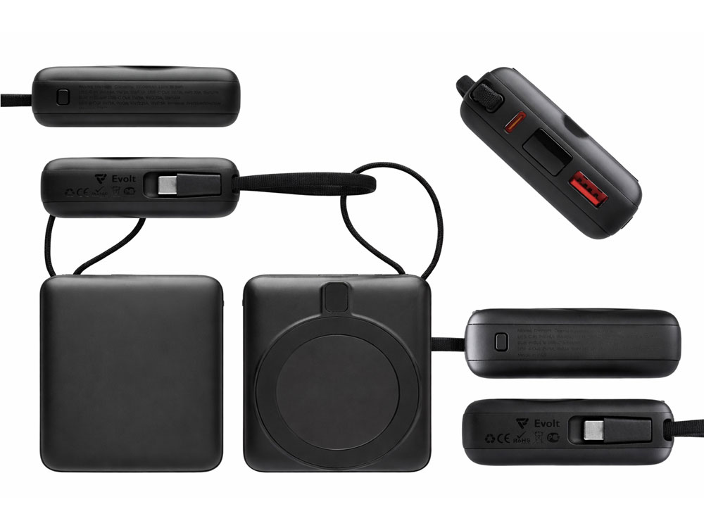 Магнитный беспроводной внешний аккумулятор c подсветкой лого Энчант, 10000 мАч, черный-2