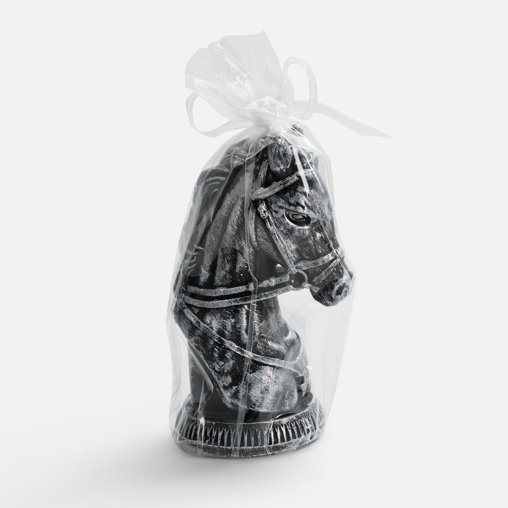 Свеча фигурная «Бюст лошади», серебристая-2