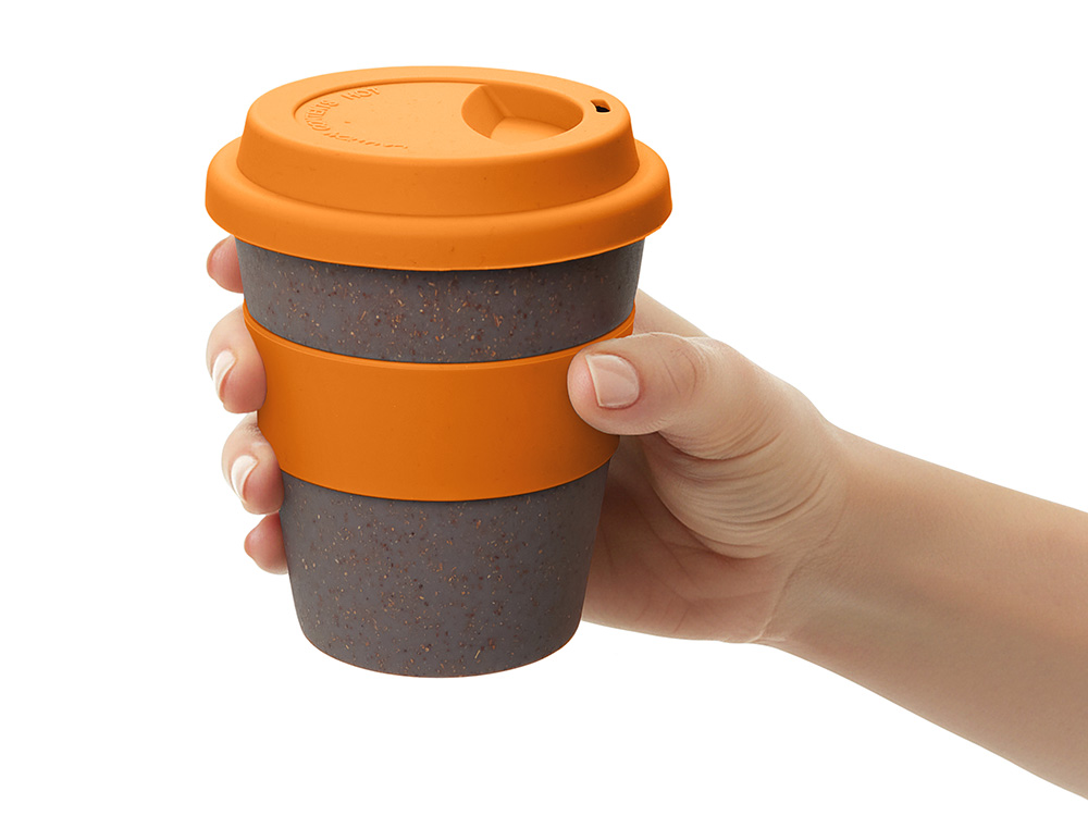 Стакан с силиконовой крышкой Cafe, оранжевый-5