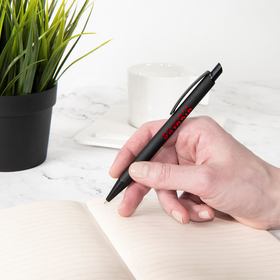 Ручка шариковая ENIGMA, металл, софт-покрытие, черный, голубой-4