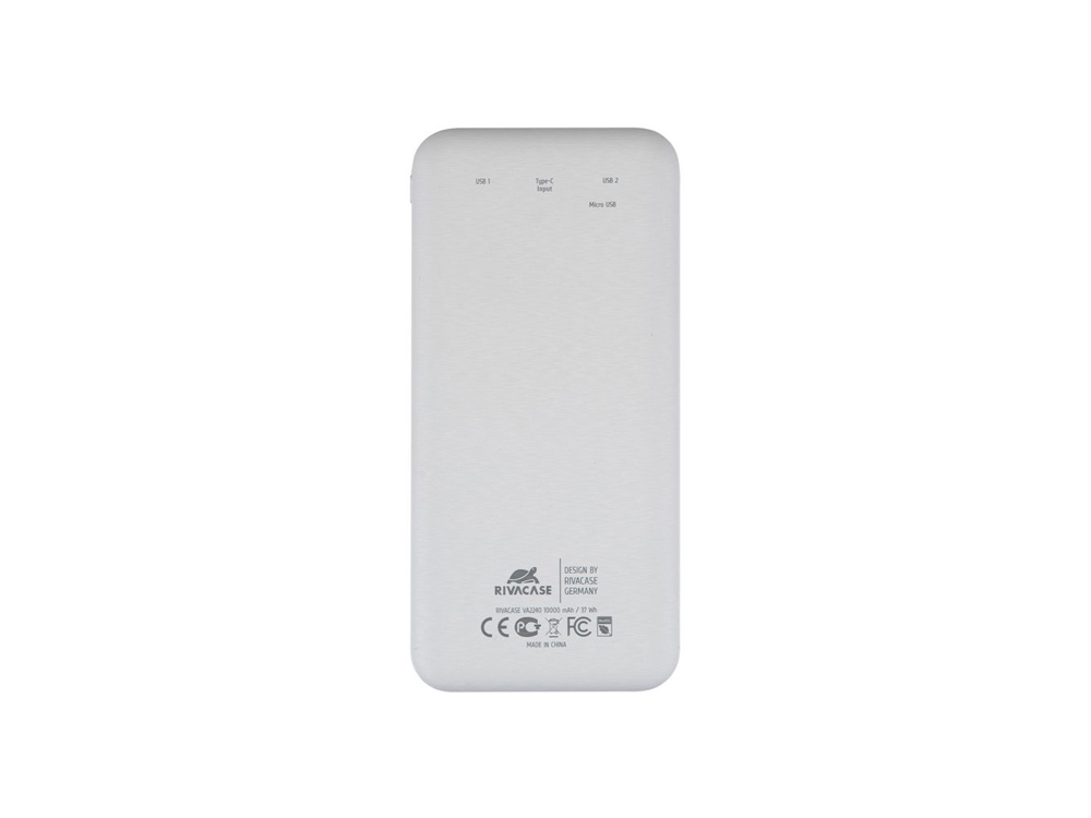 RIVACASE VA2240 (10000mAh) с дисплеем, белый, внешний аккумулятор 12/48-2