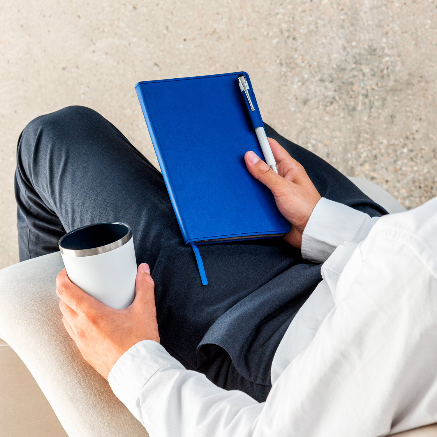 Термокружка вакуумная с керамическим покрытием Arctic, белый/синий-5