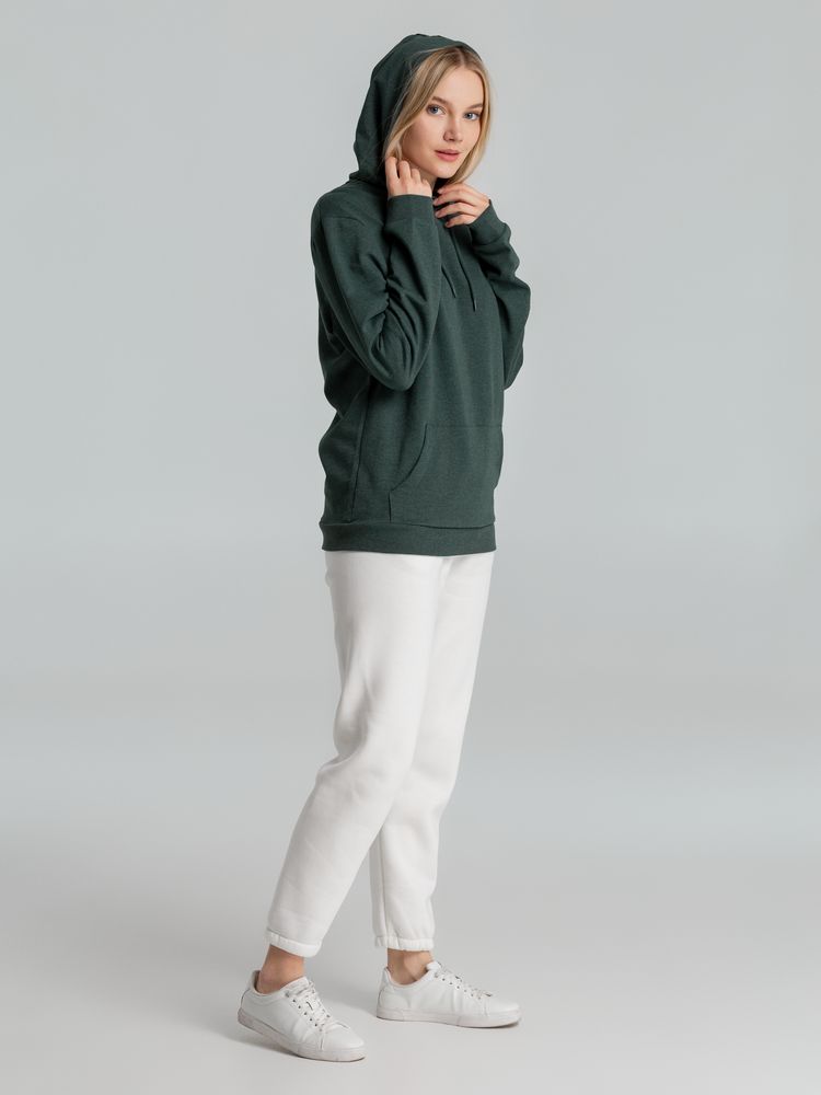 Толстовка с капюшоном унисекс Hoodie, темно-зеленый меланж-4