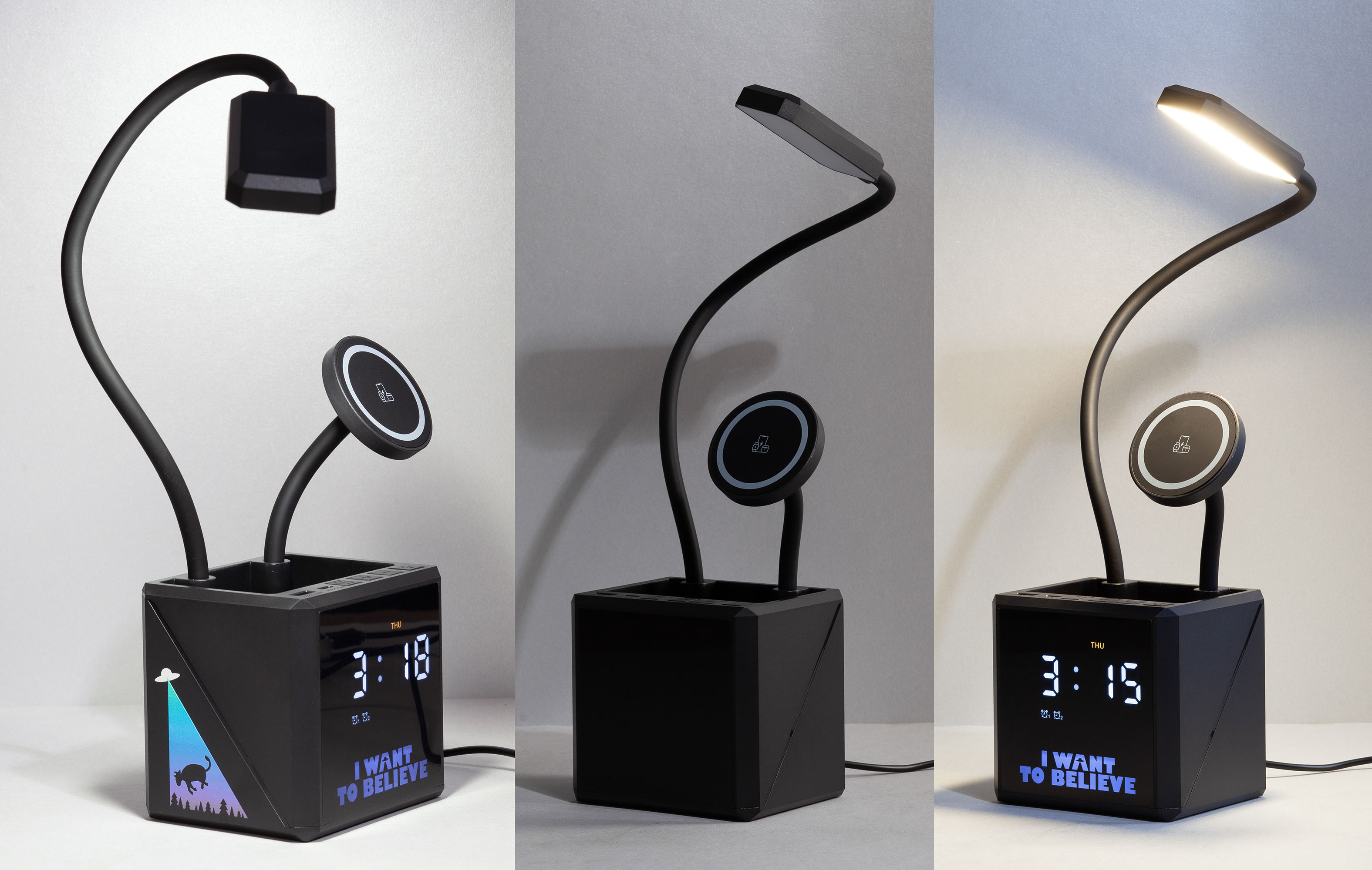 Лампа "Smart Flex" с беспроводным 3в1 (15W) ЗУ с MagSafe, часами, карандашницей и подсветкой логотипа-8