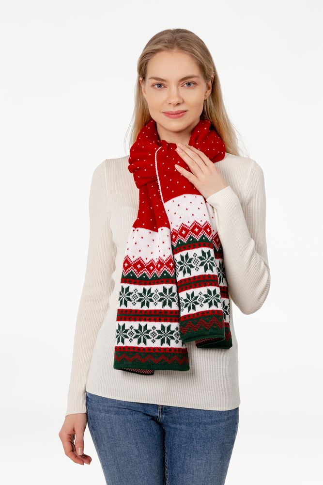 Шарф Happy View, красный с зеленым-2