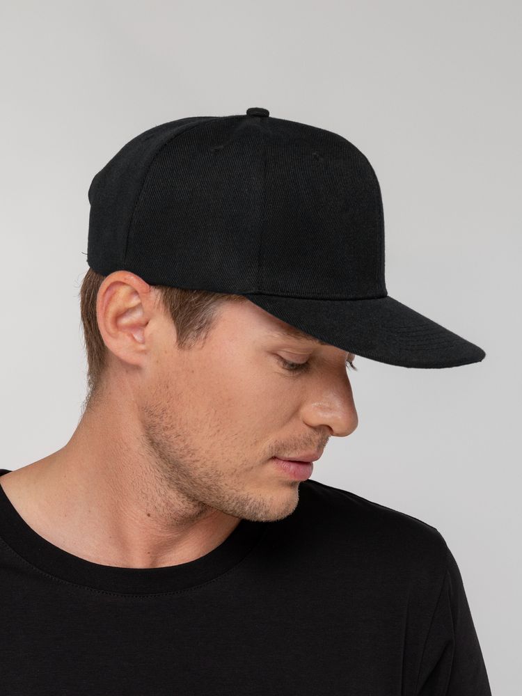 Бейсболка Snapback с прямым козырьком, черная-2